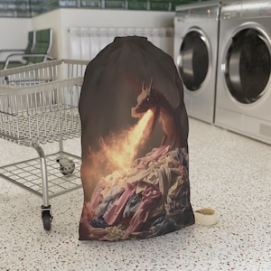 Fire-Breathing Dragon Laundry Bag | Dragons  Fantasy Decor, Unique Laundry Storage, Quirky Gift for Gamers & Collectors, Room Decor