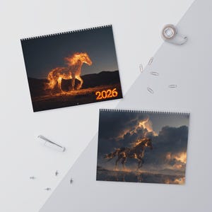 Wandkalender Feuerpferd, 2026 Wandkalender, Jahr des Feuerpferdes, Fantasy Pferde, mystische Western, Feuerpferde Bild 8