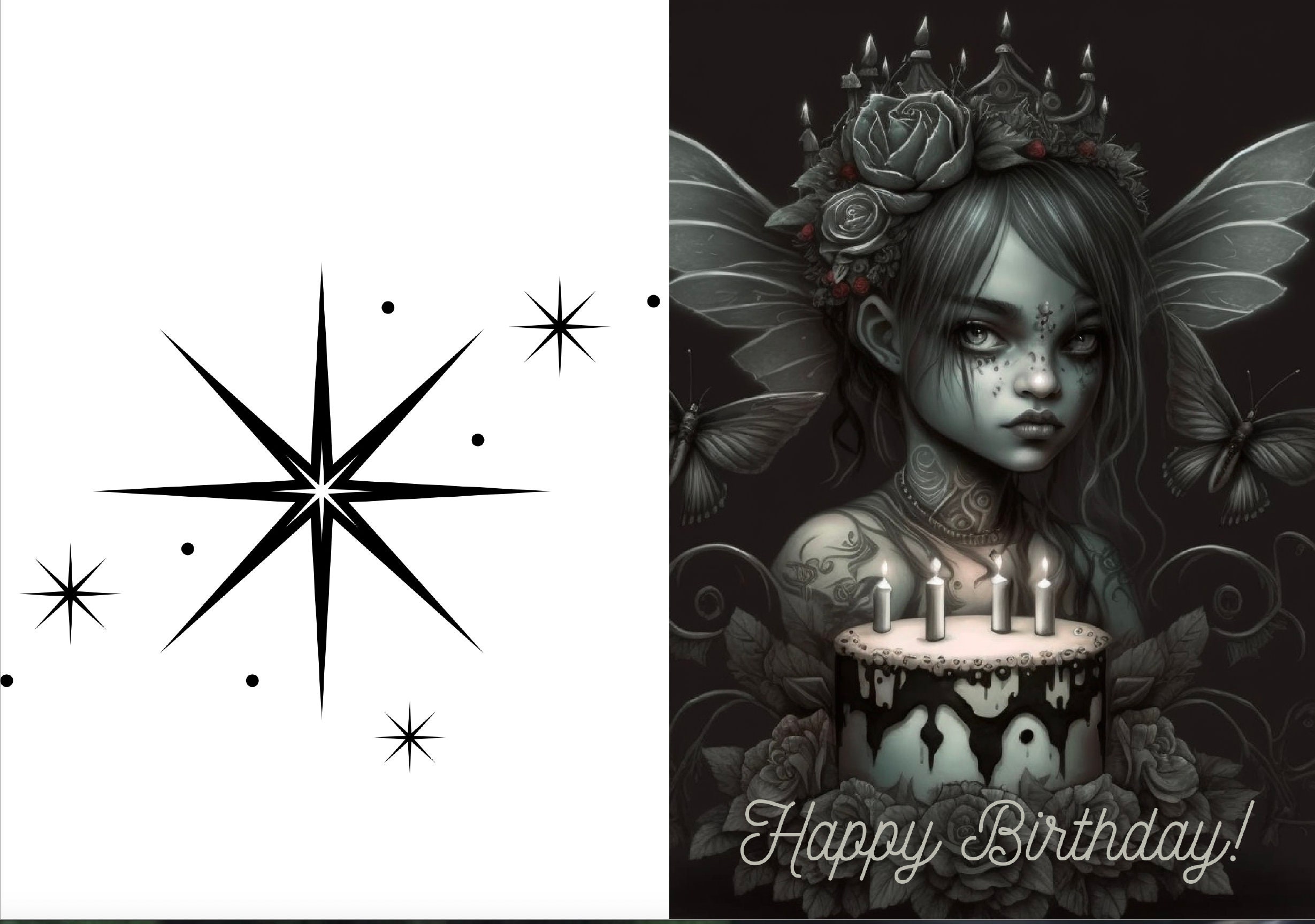 Gothic Fairy Digital Birthday Card Printable Instant Download Digital ...