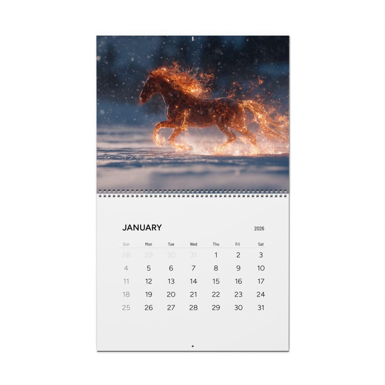 Wandkalender Feuerpferd, 2026 Wandkalender, Jahr des Feuerpferdes, Fantasy Pferde, mystische Western, Feuerpferde Bild 9