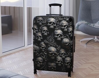 Dark Skull Gothic Suitcase With Luggage