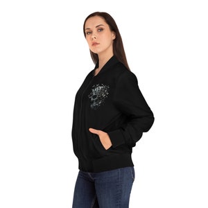 Women's Bomber Jacket! Black jacket with butterflies and skulls! Pretty jacket, zip up jacket! Gothic girl's jacket, skulls! Cool jacket! image 7