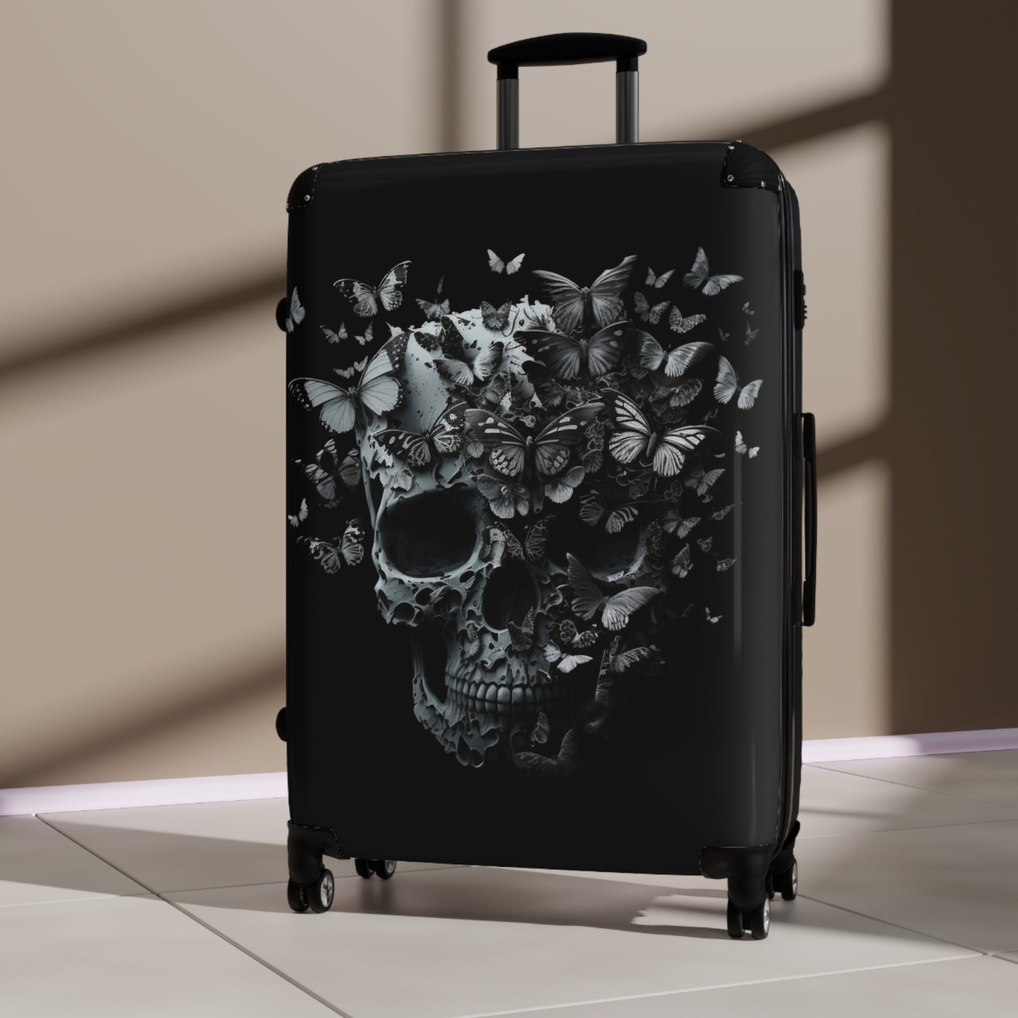 Suitcase Skull Turning in to Butterflies on Black Hard Side Luggage. Three Sizes Gothic Luggage Skull Suitcases Carry on Bag Luggage Etsy UK