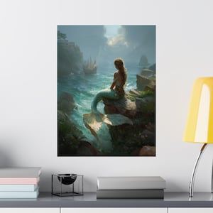 Poster! Mermaid Wall Art, Nautical Wall Decor, Coastal Home Aesthetic, Fantasy Room Decor, Ocean-Themed Artwork, Magical Wall Hanging