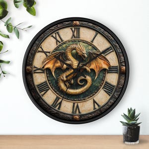 Dragon Wall Clock, Fantasy Home Decor, Fierce Medieval Dragon Art, Unique Kitchen Office Decor, Home Clock, Dragon Lover Gift, Wedding!