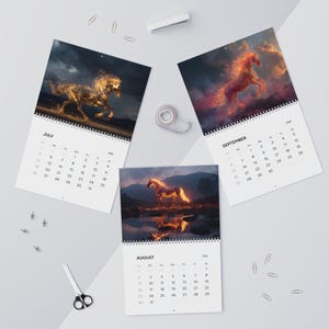 Wandkalender Feuerpferd, 2026 Wandkalender, Jahr des Feuerpferdes, Fantasy Pferde, mystische Western, Feuerpferde Bild 6