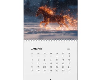 Fire Horse Wall Calendar,  2026 Monthly Wall Calendar, Year of the Fire Horse, Fantasy Equine, Mystical Western, Fiery Horses