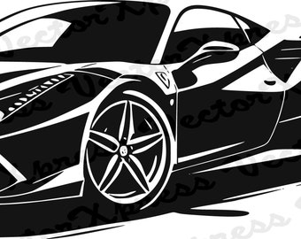 Sports Car Cut Files: Vector Graphic, Multiple Formats, High-Quality
