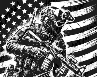 Combat Soldier Silhouette Cut Files: Vector Graphic, Multiple Formats, High-Quality