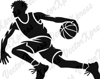 Basketball Player Silhouette Cut Files: Vector Graphic, Multiple Formats, High-Quality