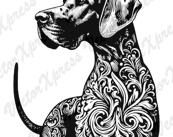 Premium Great Dane Dog Bundle: Silhouette Cut Files in Multiple Formats—High-Quality Designs for Dog Lovers