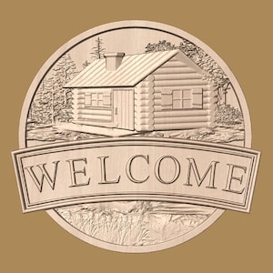 Welcome Cabin Sign 3D STL Model for CNC Routers & 3D Printers