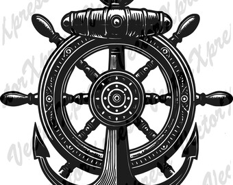 Ship Anchor & Wheel Cut Files: Vector Graphic, Multiple Formats, High-Quality