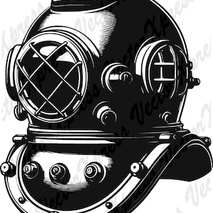 Archivos recortados de casco de buceo Mark IV Navy: gráfico vectorial, múltiples formatos, alta calidad