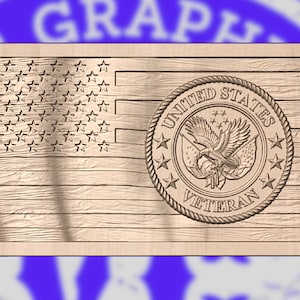 US Military Veteran Wavy Flag 3D STL Model for CNC Routers & 3D Printers