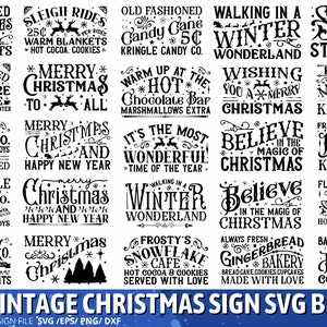 Vintage Christmas Sign SVG Bundle - 30 Designs!