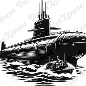 US Militär Navy U-Boot Silhouette Schnittdateien: Vektorgrafik, mehrere Formate, hochwertig