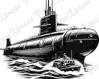 US Military Navy Submarine Silhouette Cut Files: Vector Graphic, Multiple Formats, High-Quality