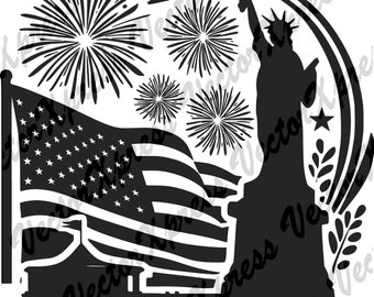 4th of July Cut Files: Vector Graphic, Multiple Formats, High-Quality