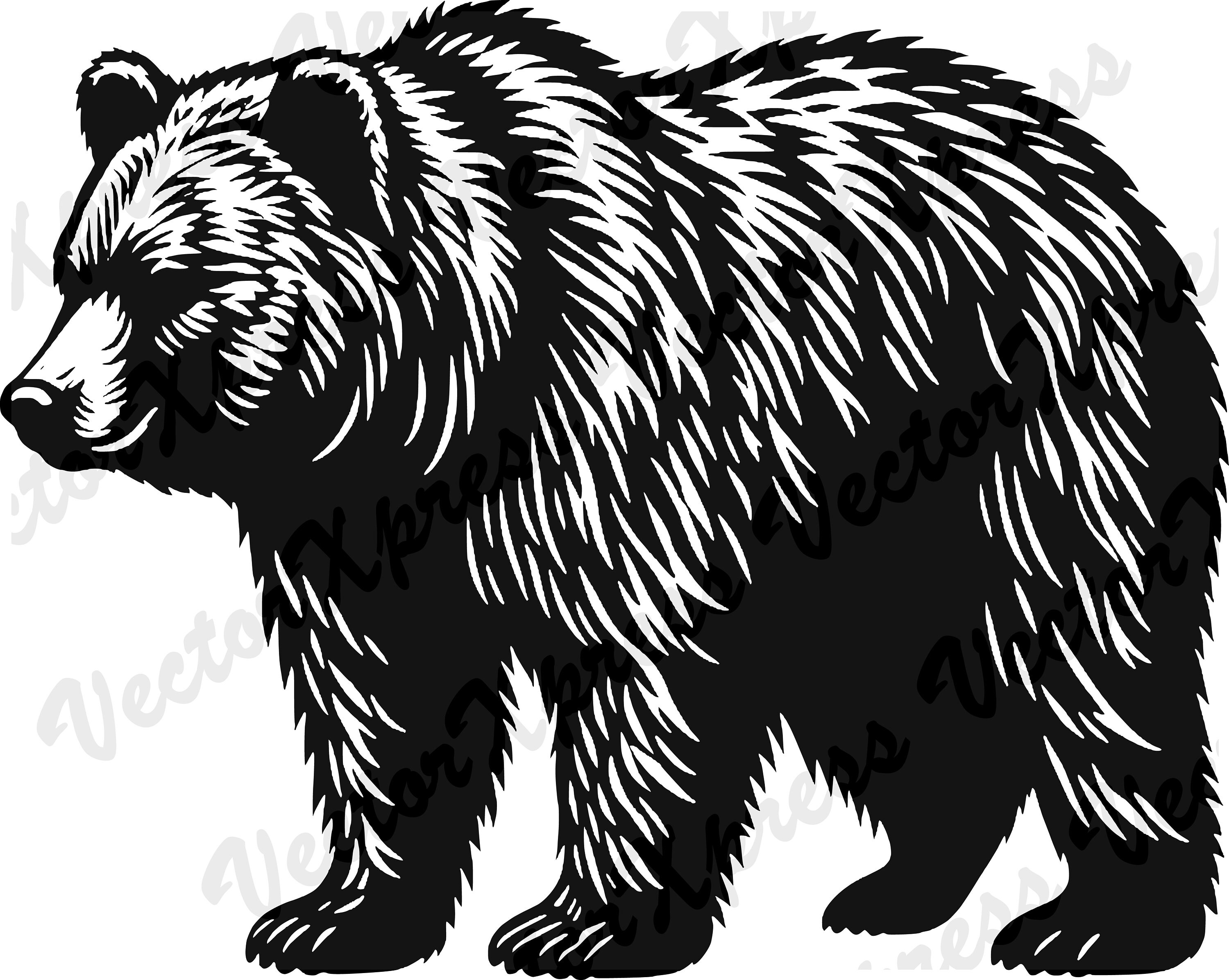 Black Bear Silhouette Cut Files: Vector Graphic, Multiple Formats, High-Quality