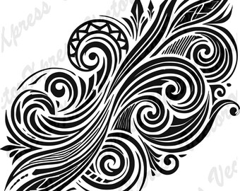 Abstract Design Cut Files 05: Vector Silhouette Graphic, Multiple Formats, High-Quality