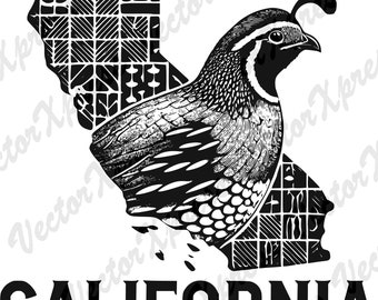 State of California Vector Graphic Silhouette with California Quail