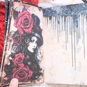 Dark Romance Lacy Gothic Junk Journal Black & Red