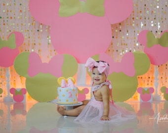 Minnie Mouse-Pink und Gold-Stoff-Kulisse-Alondra-Kulisse