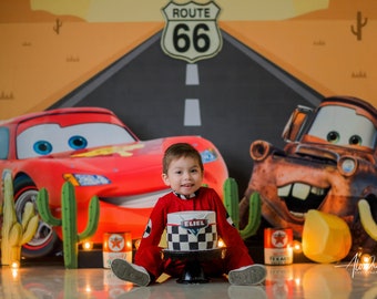 Cars-MC Queen-Stof achtergrond-Alondra Backdrops