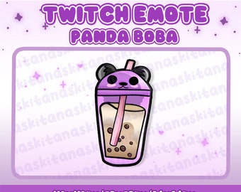 Kawaii Panda Bear Boba Twitch Discord PNGtuber, Vtuber, Emote para Stream