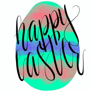 Easter Egg with Happy Easter Lettering Digital Download