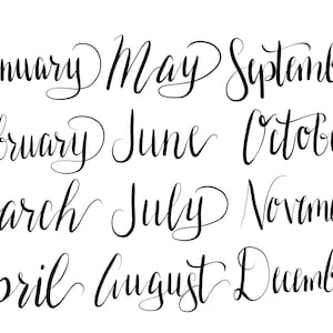 Months of the Year Digital Download WHITE lettering