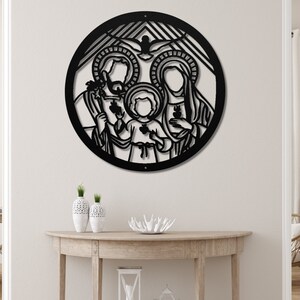 Holy Family Metal Wall Art: Sacred Hearts Line Art