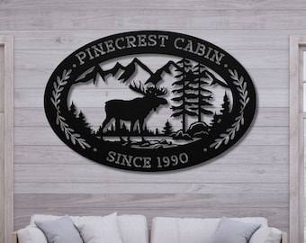 Personalized Metal Moose Sign: Cabin, Lodge, Home Decor