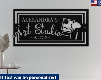 Metal Art Studio Sign| Personalized Metal Wall decors for Art Gallery| Personalized Gift for Painter |Custom Birthday Gift for Artist