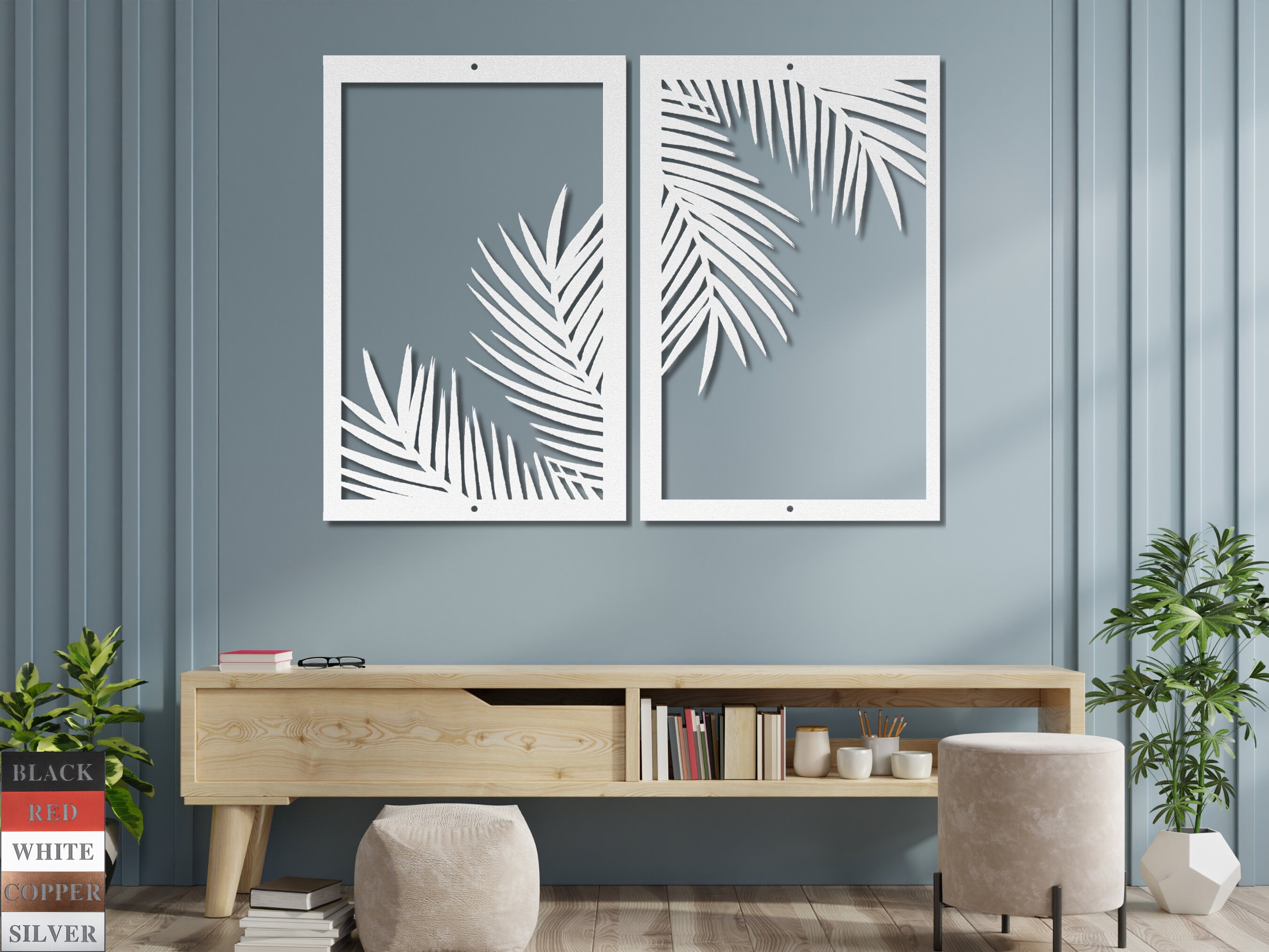 Metal Palm Leaf Wall Art: Tropical Home Decor Set - Etsy