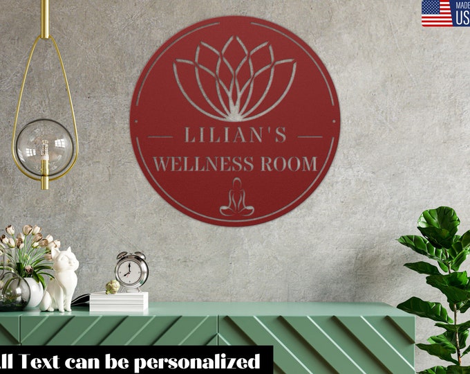 Metal Meditation Room sign| Custom Metal Wall Sign for Yoga Studios| Personalized Wellness Room Wall Arts| Gifts for Her| Mothers Day Gift 2