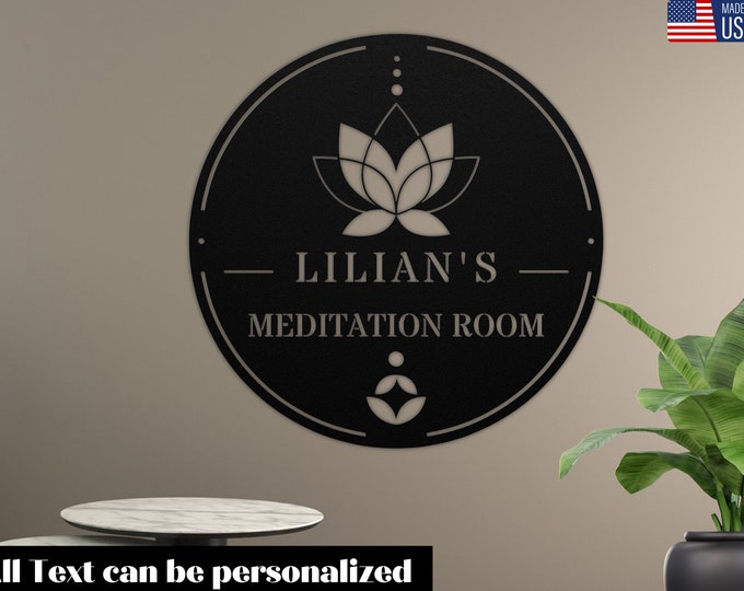 Metal Meditation Room sign| Custom Metal Wall Sign for Yoga Studios| Personalized Wellness Room Wall Arts| Gifts for Her| Mothers Day Gifts