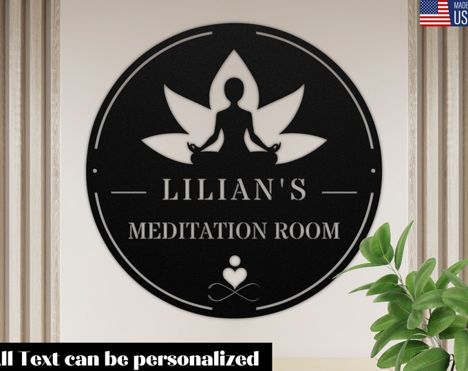 Metal Meditation Room sign| Custom Metal Wall Sign for Yoga Studios| Personalized Wellness Room Wall Arts| Gifts for Her| Mothers Day Gift 1