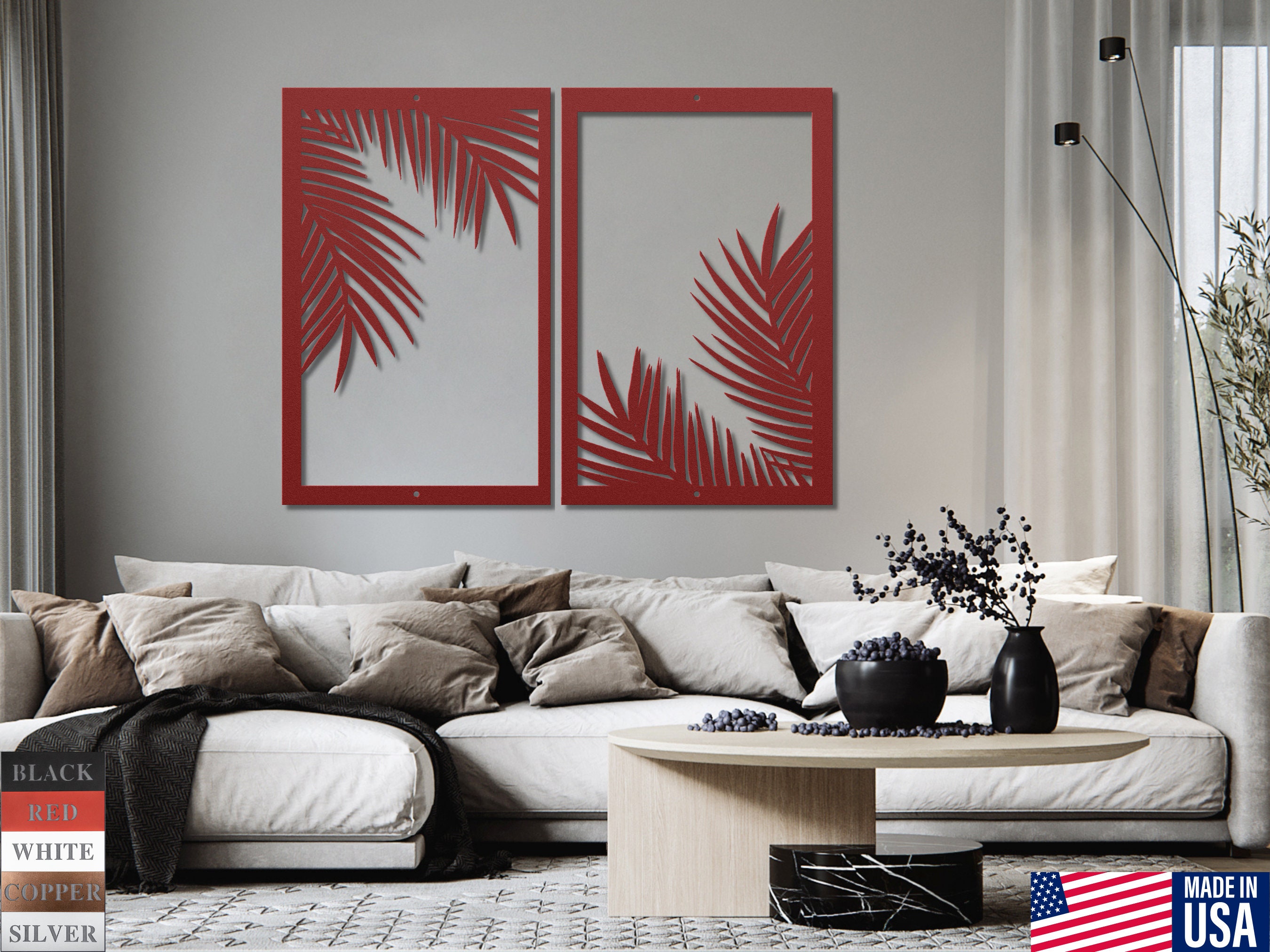 Metal Palm Leaf Wall Art: Tropical Home Decor Set - Etsy