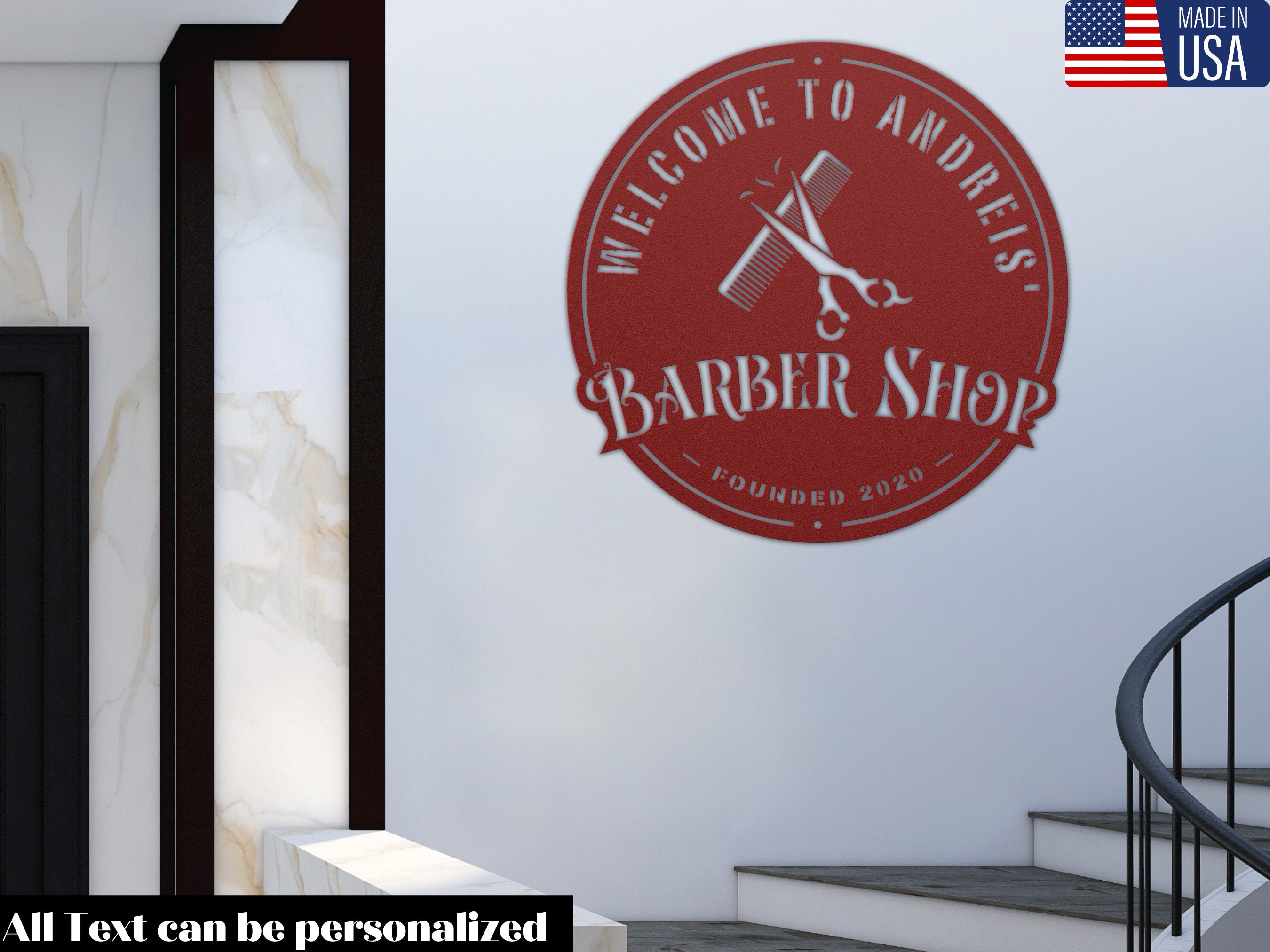 Personalized Barber Shop Metal Sign: Custom Hair Stylist Wall Art - Etsy