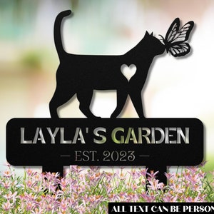Personalized Metal Cat Memorial Garden Sign with Stakes