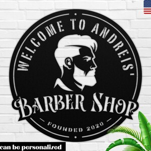Custom Barber Shop Metal Sign: Personalized Hair Stylist Wall Art