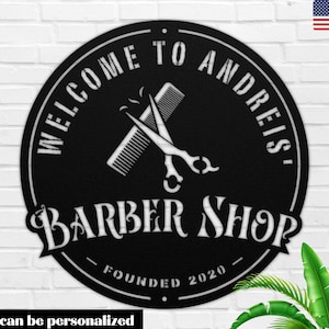 Personalized Barber Shop Metal Sign: Custom Hair Stylist Wall Art