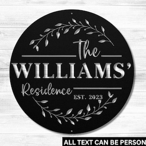 Personalized Metal Family Name Sign: Round Porch Decor