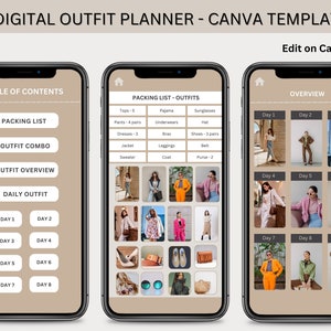 Digital Outfit Planner Editable Canva Template with Clickable Link Wardrobe Organizer Travel Outfit Planner  for Efficient Packing Printable