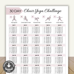 30 Day Chair Workout Challenge, Sitting Workout, Chair Yoga Guide, Office Workout, Desk Stretch Guide, Chair Pilates, Digital Chair Exercise