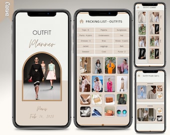 Editable Travel Outfit Planner, Vacation Wardrobe Organizer, Canva Template, Hyperlinked, Fashion Organizer, Daily Look Planning Template