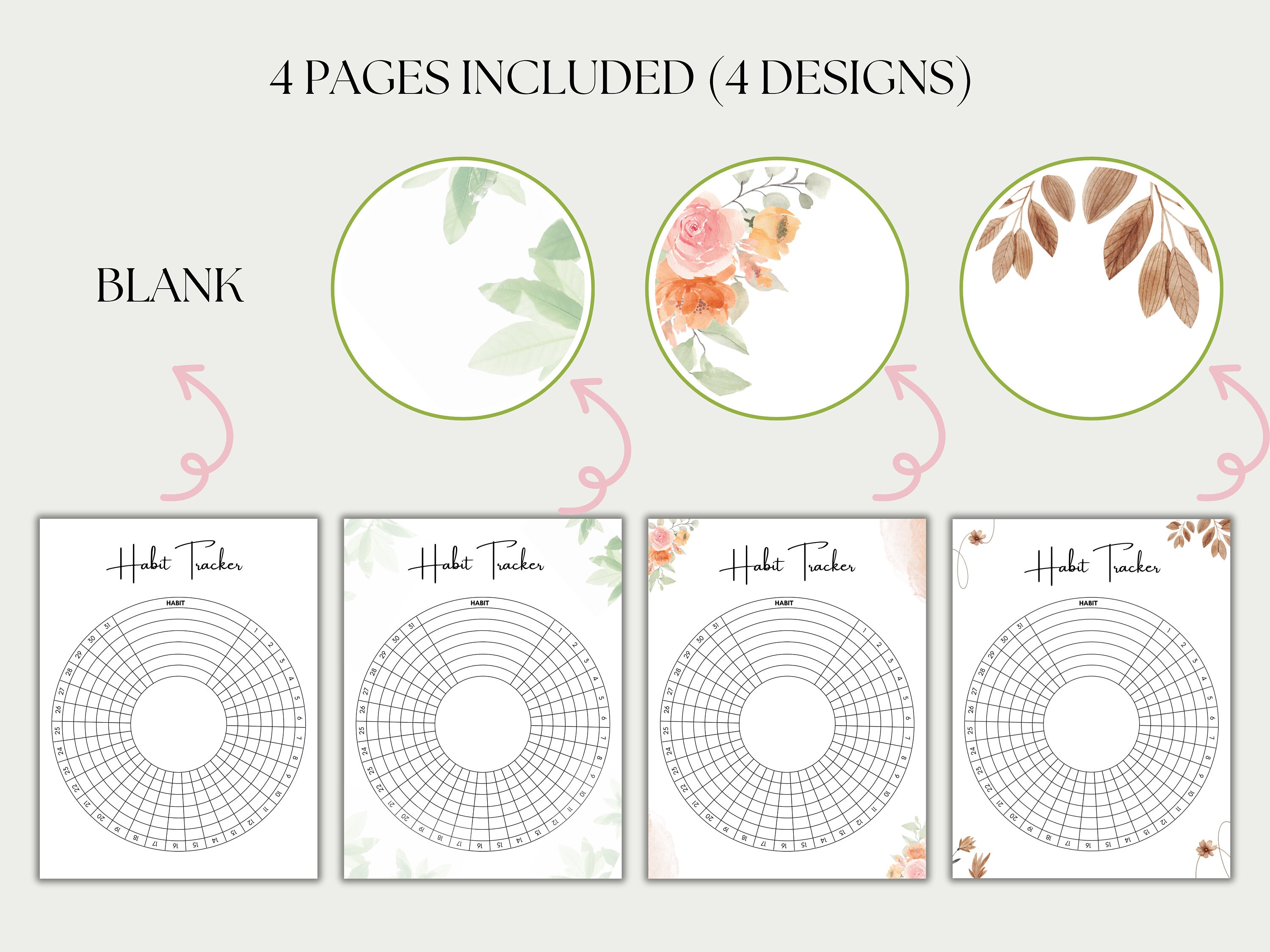 Daily Habit Tracker Printable, Circle Monthly Goal Tracker, Visual ...