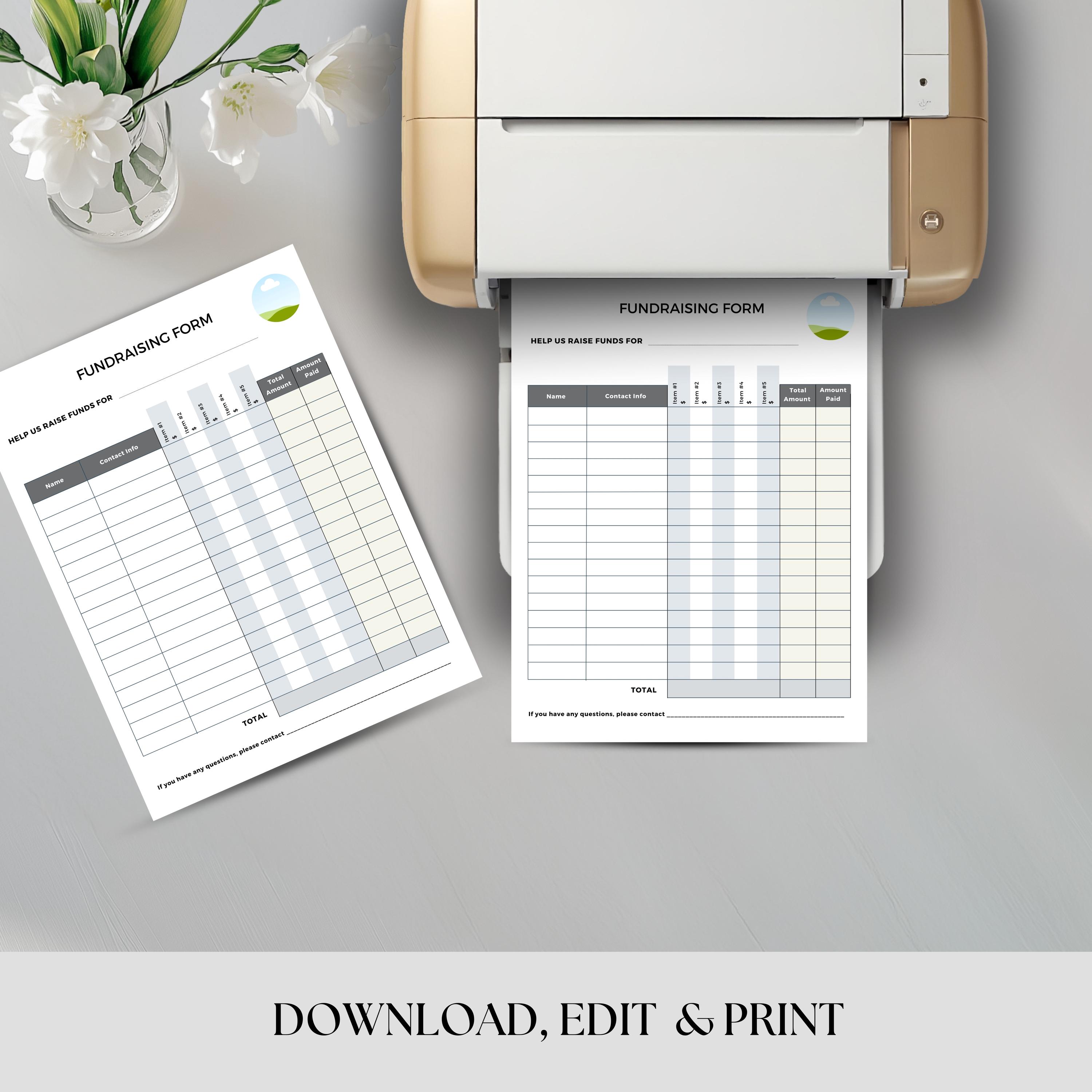 Fundraiser Order Form Canva Template, Editable Fundraising Form ...